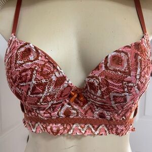 Pink and Brown Lace Bralette